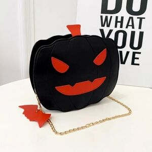 Women's Crossbody Bag Pumpkin-Shaped Purse with Charm Goth